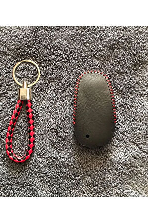 Fiat Doblo 2023+ Deri Anahtar Koruma Kılıfı Ve Örgü Anahtarlık Anahtarsız Çaliştırmaya Uyumludur