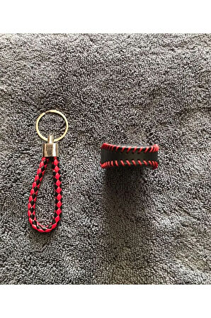 Fiat Doblo 2023+ Deri Anahtar Koruma Kılıfı Ve Örgü Anahtarlık Anahtarsız Çaliştırmaya Uyumludur