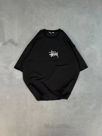 civetta Unisex Bisiklet Yaka Baskılı Oversize T-Shirt - Siyah