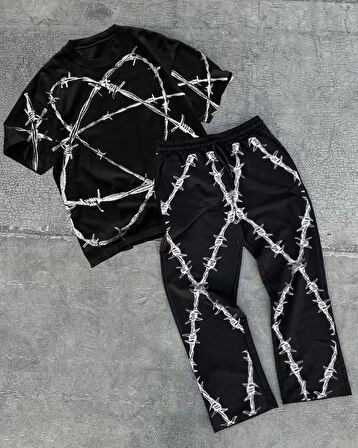 civetta Unisex Yıldırım Baskılı Eşofman Takımı - Siyah