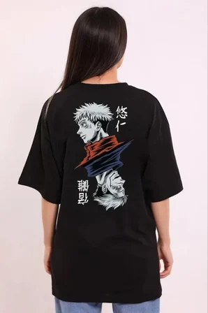 civetta Unisex Bisiklet Yaka Baskılı Oversize T-Shirt - Siyah
