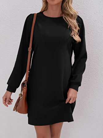 civetta Kadın Uzun Kollu Bisiklet Yaka Iki Iplik Elbise