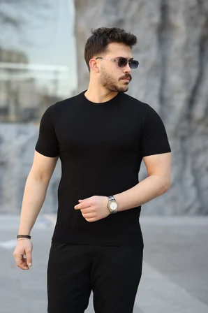 civetta Erkek Viskon Kumaş Bisiklet Yaka Basic Tişört