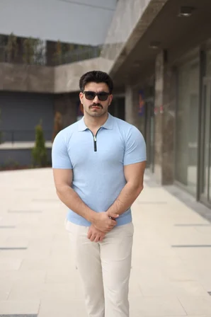 civetta Erkek Polo Yaka Fermuar Detaylı Tişört