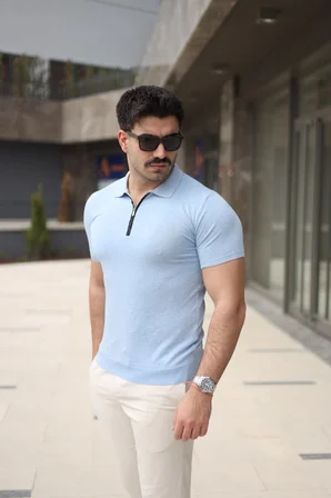 civetta Erkek Polo Yaka Fermuar Detaylı Tişört
