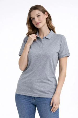 civetta Pike Kumaş Düğmeli Yaka Regular Rahat Günlük Kısa Kol Tişört T-shirt - Gri