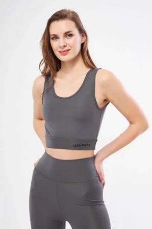 civetta Kolsuz Dalgiç Baskılı Crop - Füme