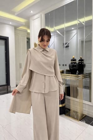 civetta Kadın Uzun Kollu şal Detaylı Bluz Ve Pantolon Ikili Takım (kemer Dahil Değil)