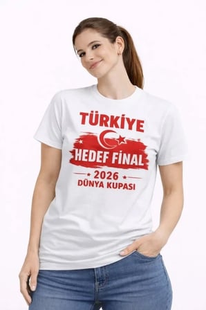 civetta TÜRKİYE Baskılı Tişört Ay Yıldız 2026 Dünya Kupası Taraftar Forma T-Shirt - Beyaz