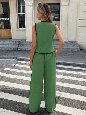 civetta Kadın Kolsuz önü Düğmeli Yelek Ve Pantolon Ikili Takım