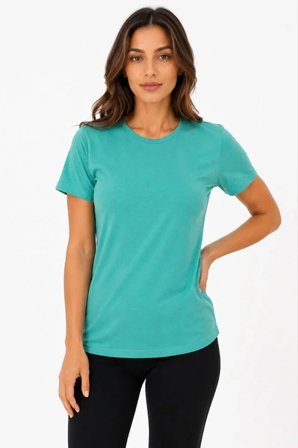 civetta Basic Tişört Bisiklet Yaka Kısa Kol Günlük Yazlık Slim Fit T-Shirt - Su Yeşili