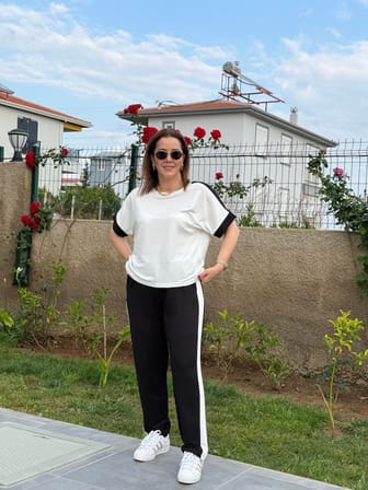 civetta Kadın Kısa Kollu Modal Dokulu Kumaş Yanı şeritli Takım