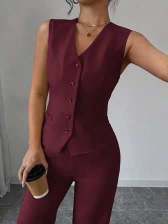 civetta Kadın Askılı önden Düğmeli Bluz Ve Pantolon Keten Ikili Takım