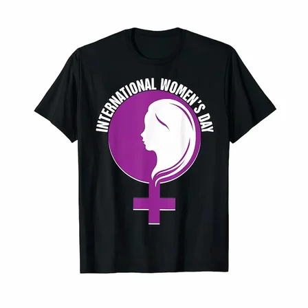 civetta 8 Mart Dünya Kadınlar Günü Baskılı Oversize Bisiklet Yaka T-shirt - Siyah