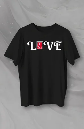 civetta 14 Şubat Sevgililer Günü Love Baskılı Oversize Bisiklet Yaka T-shirt - Siyah