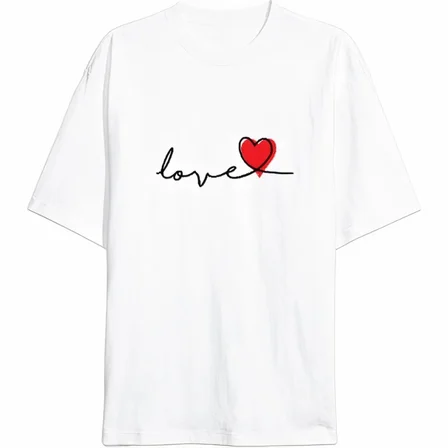 civetta 14 Şubat Tişört Sevgililer Günü İçin Özel Tasarım Love Baskılı T-shirt - Beyaz