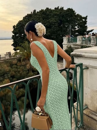 civetta Kadın Askılı V Yakalı Uzun Triko Elbise