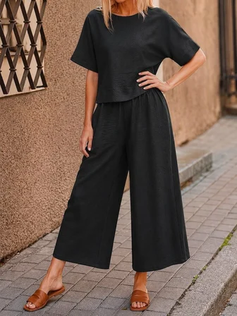 civetta Kadın Kısa Kollu Kayık Yakalı Bluz Ve Pantolon Ikili Takım