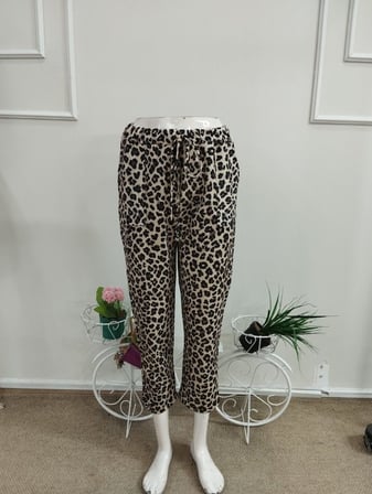 civetta Kadın Yüksek Bel Bağcıklı Leopar Desenli Modal Pantolon