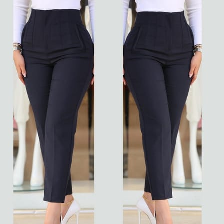 civetta Kadın üste Oturan Paçası Bilek üzerinde Biten Krep Kumaş Kumaş Pantolon 36 (S) - 50 (5XL)