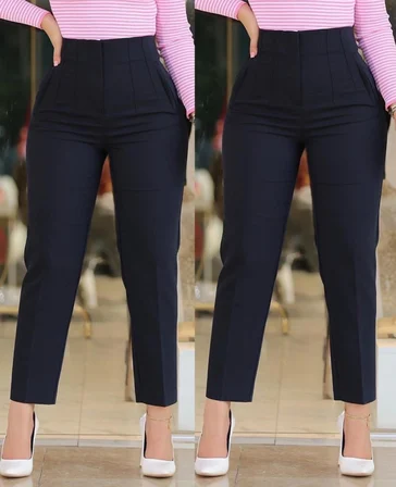 civetta Kadın üste Oturan Paçası Bilek üzerinde Biten Krep Kumaş Kumaş Pantolon 36 (S) - 50 (5XL)