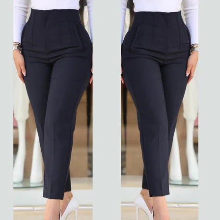 civetta Kadın üste Oturan Paçası Bilek üzerinde Biten Krep Kumaş Kumaş Pantolon 36 (S) - 50 (5XL)