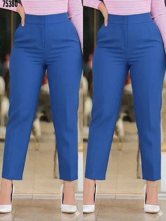 civetta Kadın üste Oturan Paçası Bilek üzerinde Biten Krep Kumaş Pantolon 36 (S) - 50 (5XL)