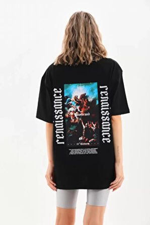 civetta Unisex Baskılı Oversize T-Shirt - Siyah