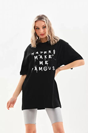 civetta Unisex Baskılı Oversize T-Shirt - Siyah
