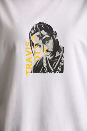 civetta Unisex Baskılı Oversize T-Shirt - Beyaz
