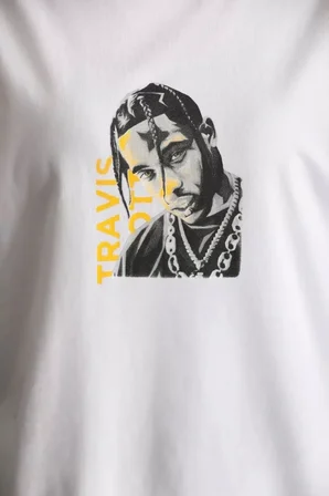 civetta Unisex Baskılı Oversize T-Shirt - Beyaz