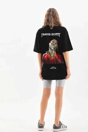 civetta Unisex Baskılı Oversize T-Shirt - Siyah