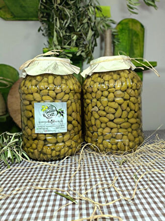 Aydın Yöresi Çekiçte Eğri Çekirdek Cinsi Sofralık Tatlandırılmış Kırma Yeşil Zeytin 3+3 Kg