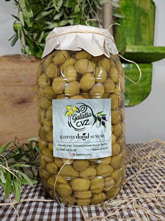 Aydın Yöresi Gemlik Cinsi Sofralık Tatlandırılmış Kırma Yeşil Zeytin 2 Kg