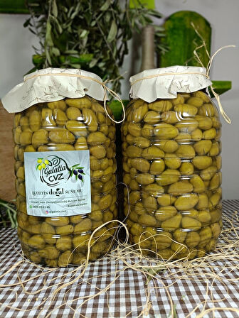 Aydın Yöresi Çekiçte Eğri Çekirdek Cinsi Sofralık Tatlandırılmış Kırma Yeşil Zeytin 2+2 Kg