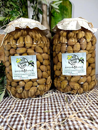 Aydın Yöresi Kalamata Cinsi İri Boy Sofralık Tatlandırılmış Kırma Yeşil Zeytin (3+3 Kg)