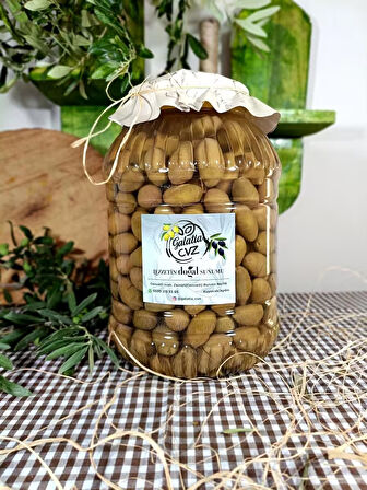 Aydın Yöresi Kalamata Cinsi İri Boy Sofralık Tatlandırılmış Kırma Yeşil Zeytin (3 Kg)