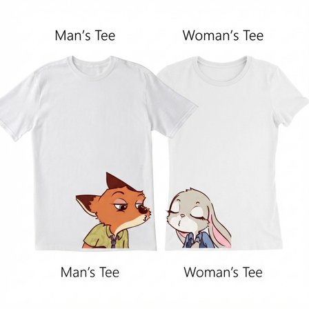 Sevgili Kombini Zootopia Nick ve Judy Baskılı Beyaz Oversize Polyester-Pamuk Karışım T-Shirt