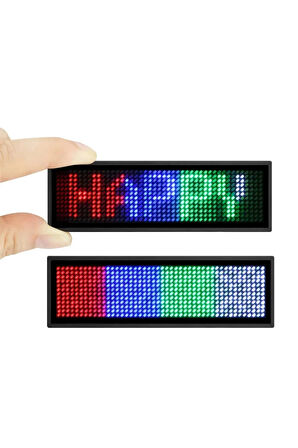 Matrix Kayan Led Yaka Rozeti Mobil Kontrollü Dijital Etiket 9×3CM