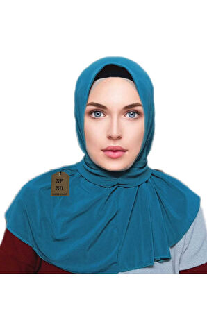Çıtçıtlı Hijab , Penye Kumaş , Tesettür Bone , Hijab ,çıtçıtlı, Turkuaz Rengi