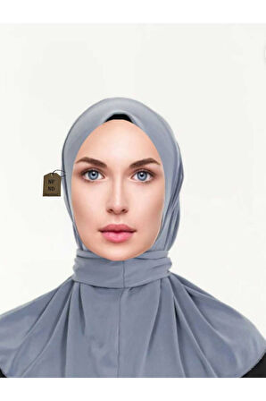 Çıtçıtlı Hijab , Penye , Çıtçıtlı , Pratik , Hazır Bone , Tesettür Hazır Şal Gri Renk