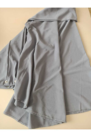 Çıtçıtlı Hijab , Penye , Çıtçıtlı , Pratik , Hazır Bone , Tesettür Hazır Şal Gri Renk
