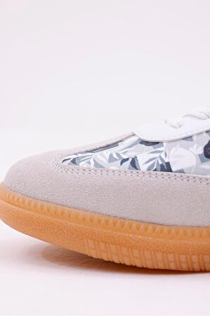 Dijital Baskı Kadın Haki-Çiçek Sneaker Ayakkabı