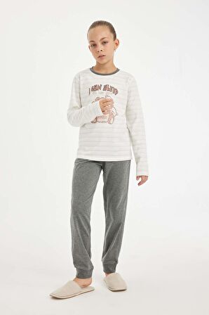 DeFacto Kız Çocuk Baskılı Uzun Kollu Pijama Takımı D2115A824AUGR379