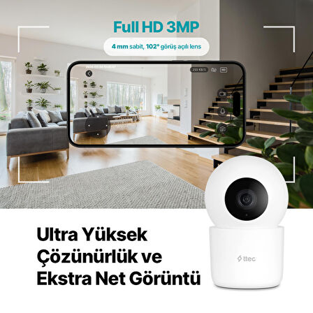 ttec Wizi Pro 2 Full HD 360° Tak Çalıştır Wi-Fi Akıllı Kamera