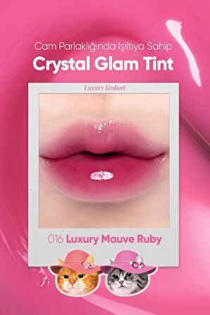 Yapışkanlık Hissi Vermeyen Yoğun Işıltılı Tint CLIO Crystal Glam Tint (16 Luxury Mauve Ruby)