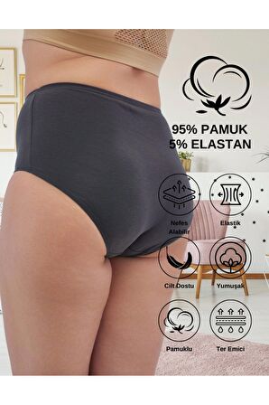 Kadın Büyük Beden Külot Full Brief (5XL, 6XL, 7XL) 5 Farklı Renk 1 Pakette