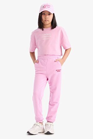 DeFacto Kız Çocuk Beli Paçası Lastikli Baskılı Jogger Eşofman Altı D9689A825SPPN444