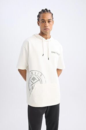 DeFactoFit NBA Denver Nuggets Oversize Geniş Kalıp Kapüşonlu Sırt Baskılı Kısa Kollu Tişört C9250AX24AUER105