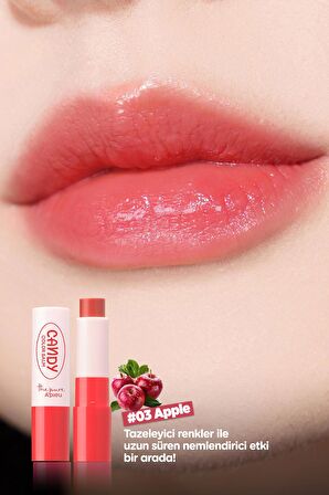 Şeker Gibi Parlayan ve Nemlendiren Dudak Balmı A'PIEU The Pure Candy Color Balm (No.03 Apple)